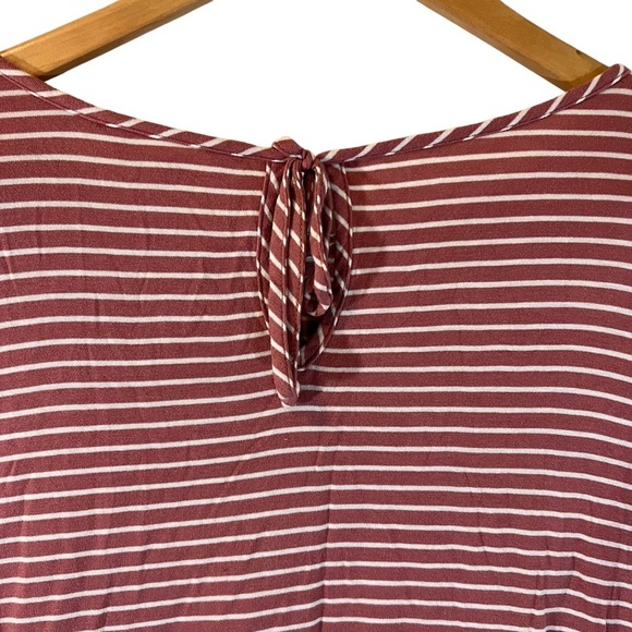 Lauren Conrad Striped Blouse Large Knit Pink White Long Bell Sleeves Keyhole Top - Picture 4 of 5